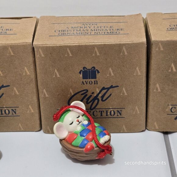 Avon A Merry Little Christmas  Miniature Mouse Ornaments. Lot Of 5 - Picture 4 of 8